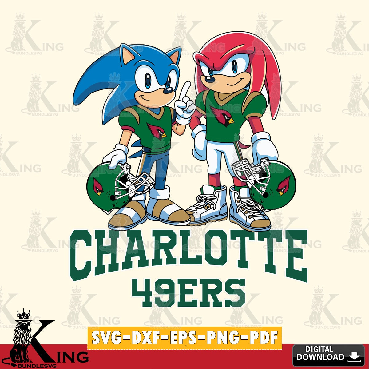 Charlotte 49ers Sonic And Knuckles Football SVG file, Vector , Digital Download , PDF File , Instant Download