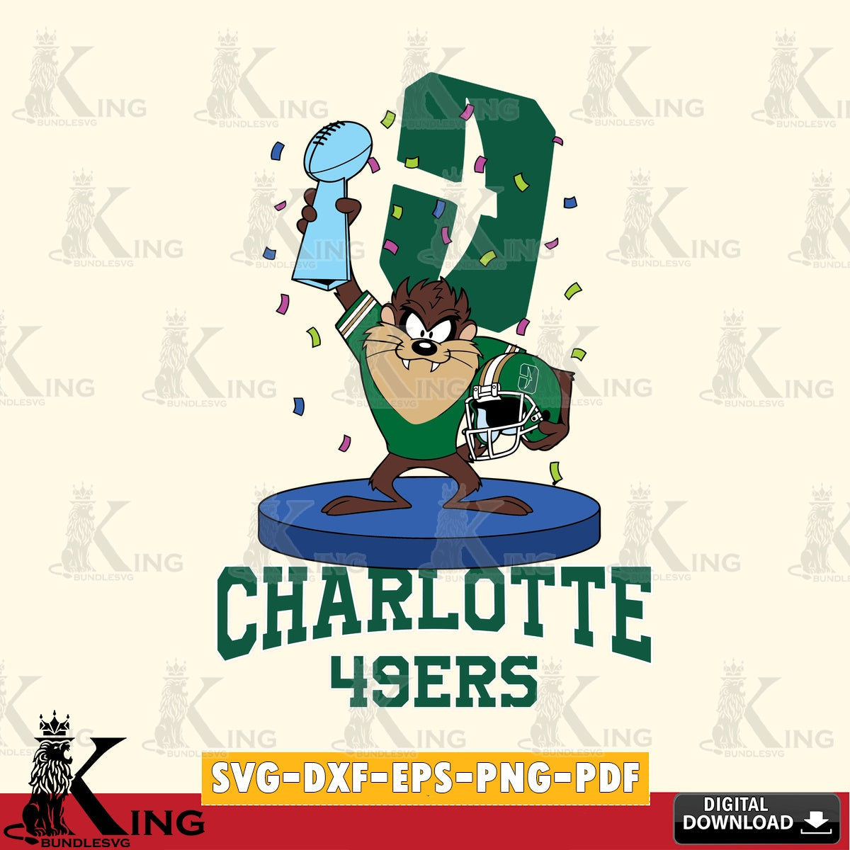 Charlotte 49ers Taz Trophy Podium SVG file, Cut file , Digital Download , Instant Download, Taz svg, NCAA svg