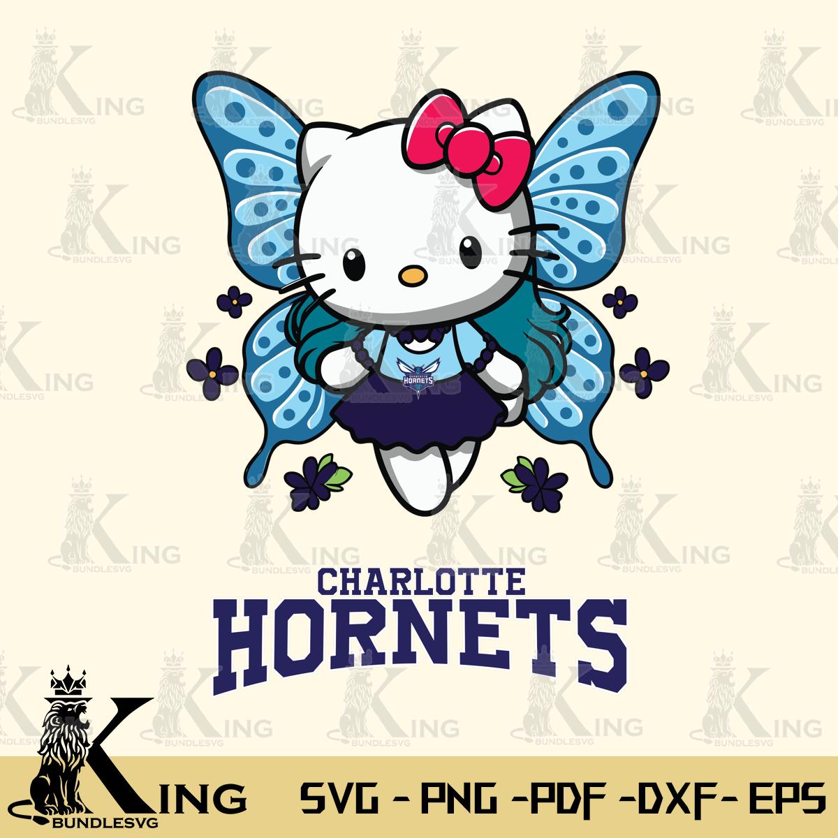 Charlotte Hornets Butterfly Kitty Charm Svg Eps Dxf Png File, Digital Download