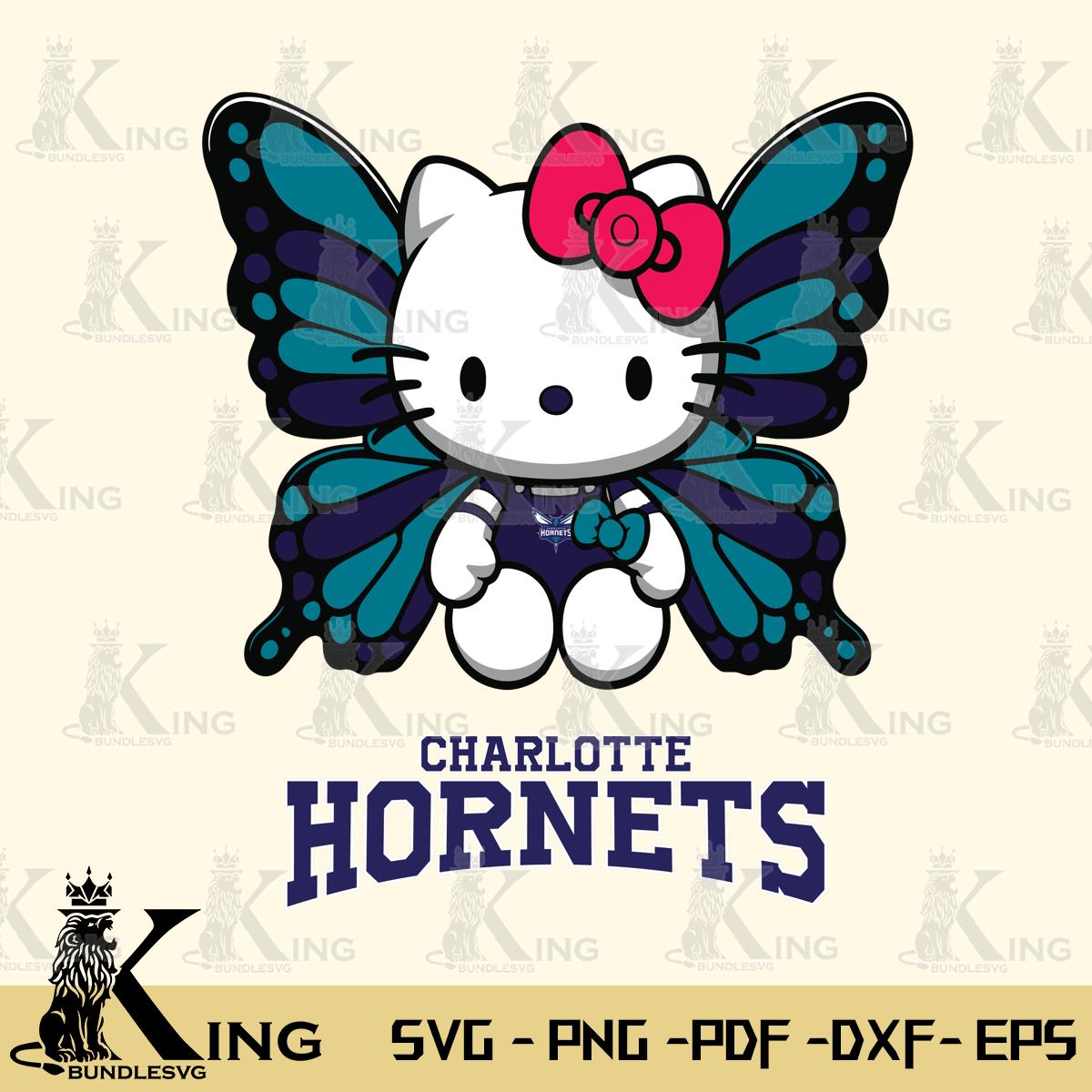 Charlotte Hornets Butterfly Kitty Delight Svg Eps Dxf Png File, Digital Download