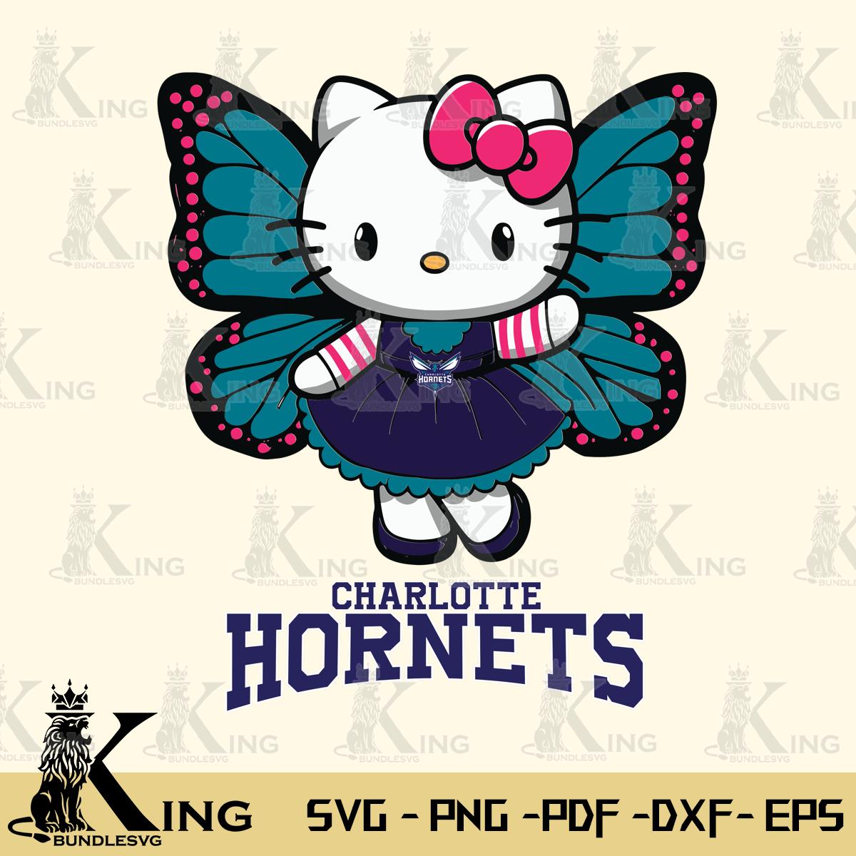 Charlotte Hornets Whimsical Kitty Wings Svg Eps Dxf Png File, Digital Download