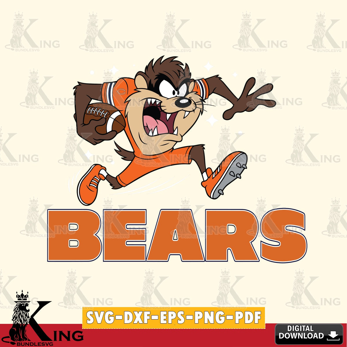 Chicago Bears Angry Taz Football Cut file , Digital Download , Instant Download, Looney Tunes svg, Football svg