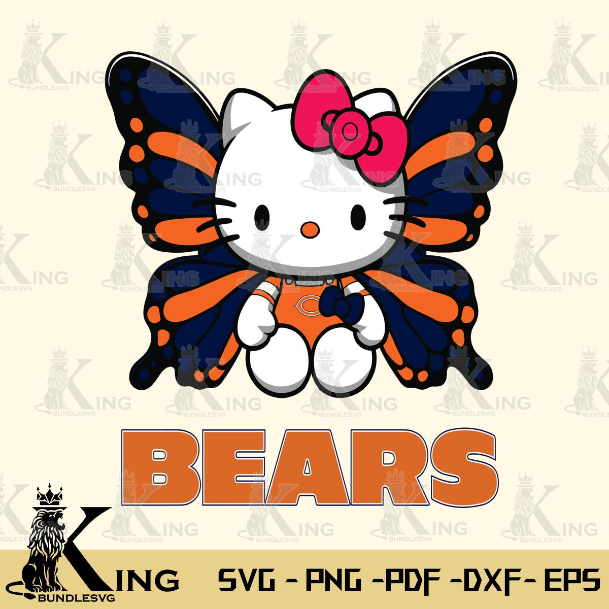 Chicago Bears Butterfly Kitty Delight Svg Eps Dxf Png File, Digital Download