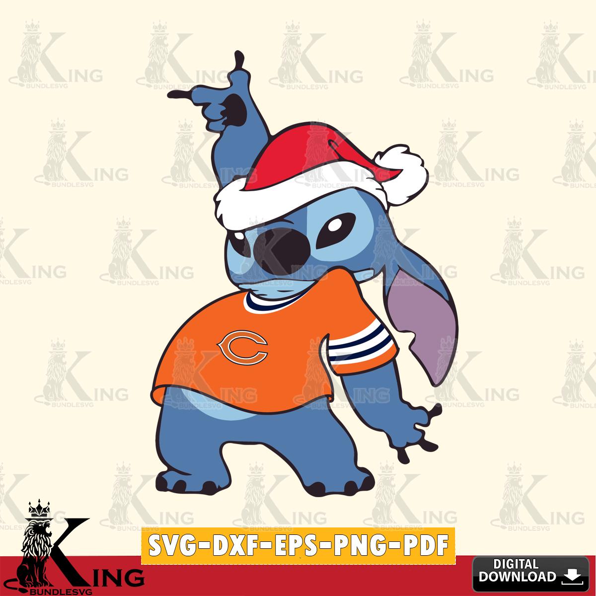 Chicago Bears Disney Lilo & Stitch Christmas SVG, NFL for Cricut, Silhouette, Digital Download , file cut