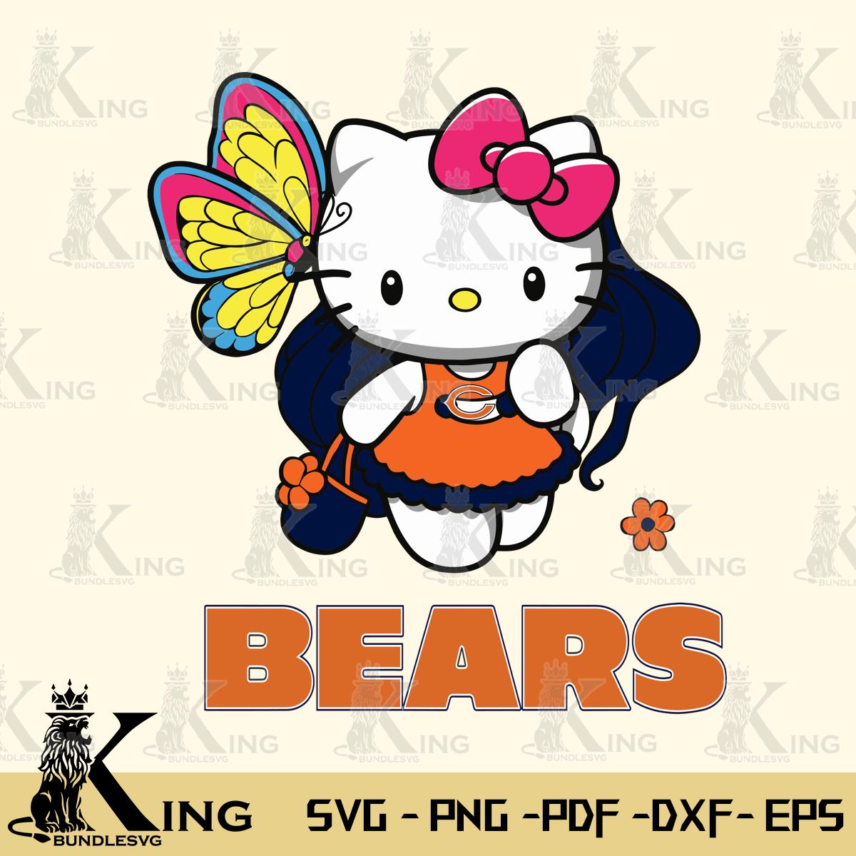 Chicago Bears Kitty Cartoon Svg Eps Dxf Png File, Digital Download