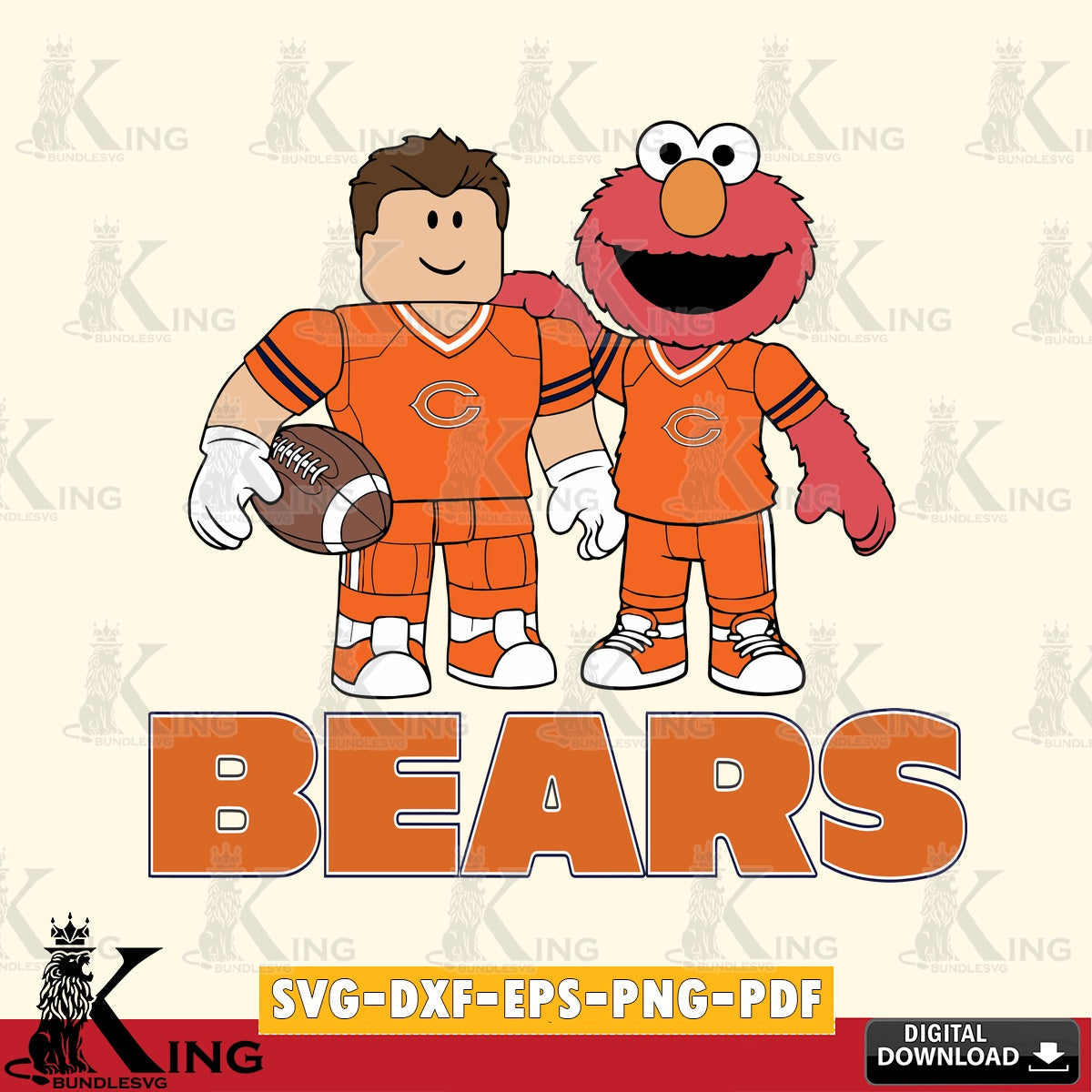 Chicago Bears Roblox & Elmo Football SVG file , Cricut, NFL File cut , Digital Download , PDF File
