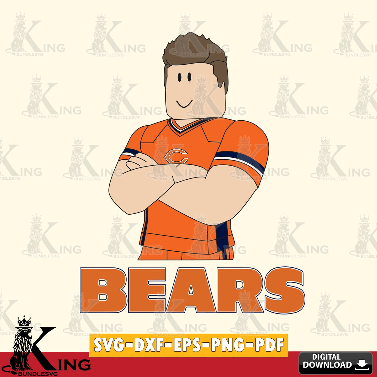 Chicago Bears Roblox Football SVG file , Cricut, NFL File cut , Digital Download , PDF File
