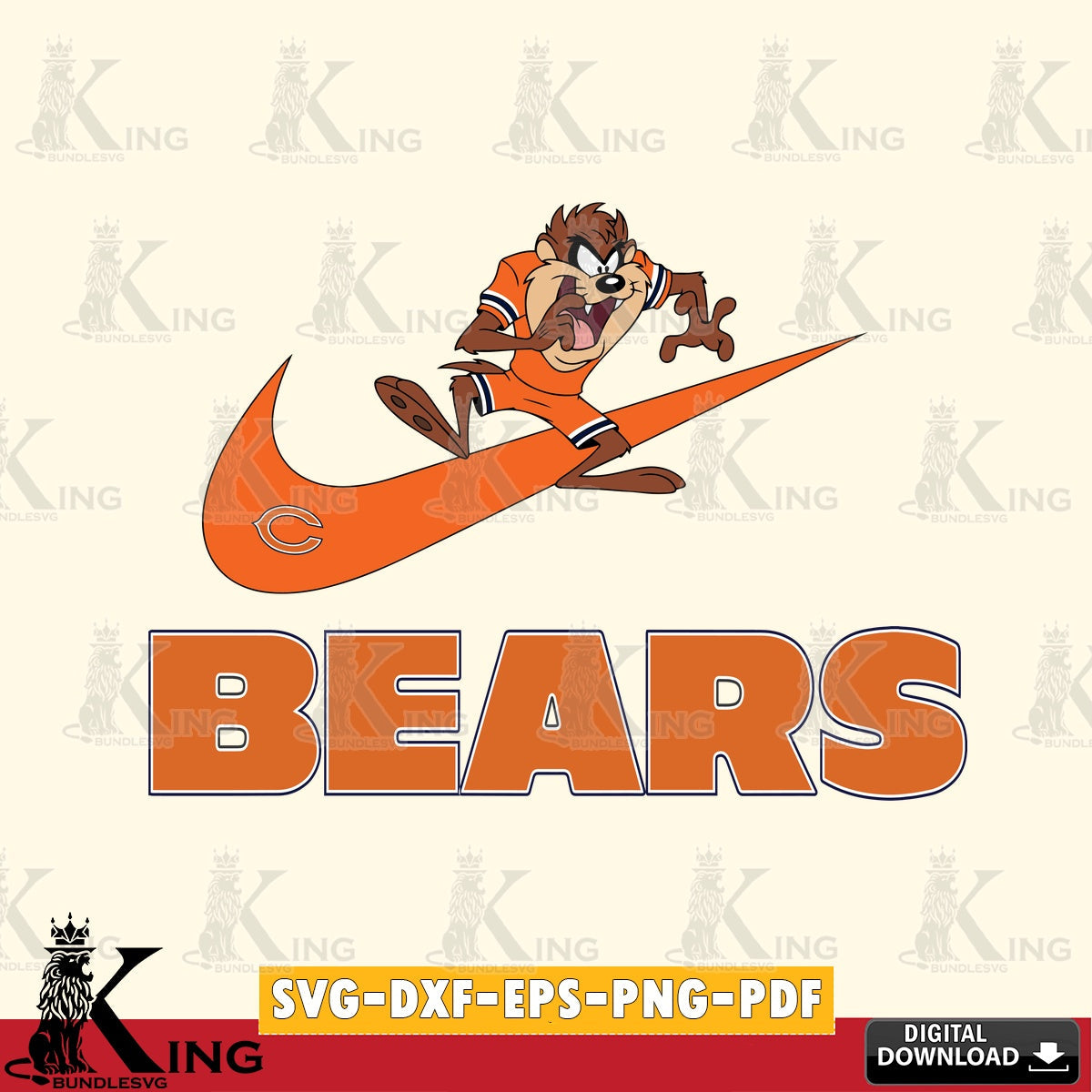 Chicago Bears Taz Football Nike Cut file , Digital Download , Instant Download, Looney Tunes svg, Football svg