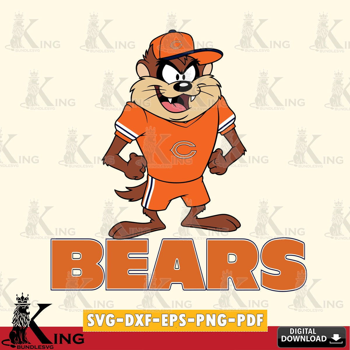 Chicago Bears Taz Standing Pose Cut file , Digital Download , Instant Download, Looney Tunes svg, Football svg