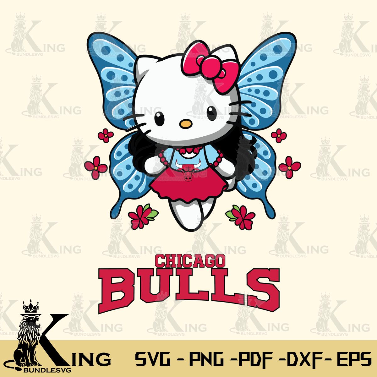 Chicago Bulls Butterfly Kitty Charm Svg Eps Dxf Png File, Digital Download