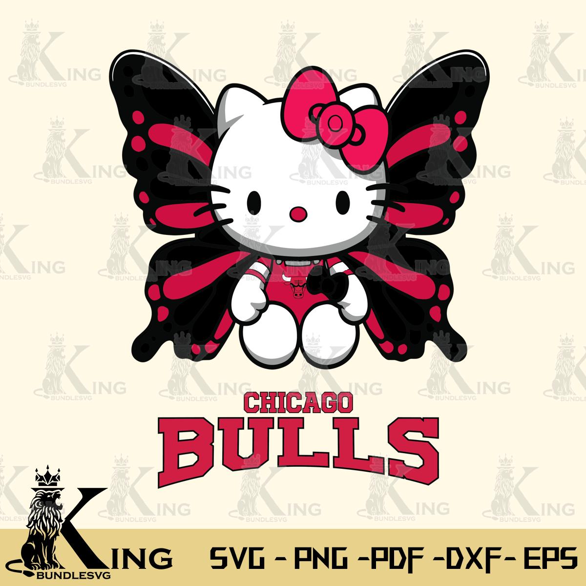 Chicago Bulls Butterfly Kitty Delight Svg Eps Dxf Png File, Digital Download