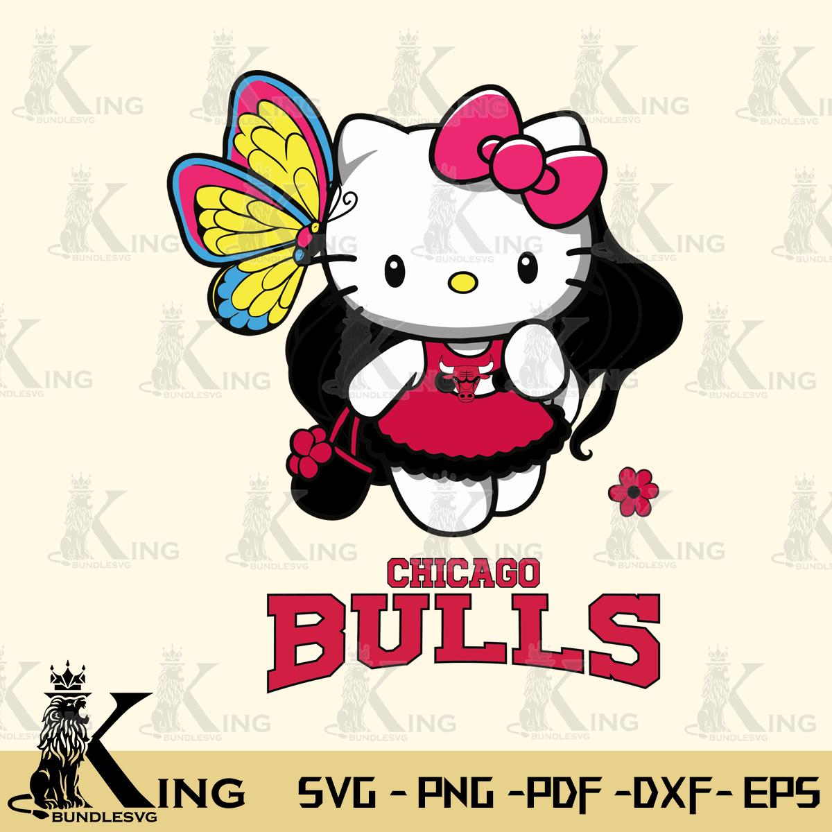 Chicago Bulls Kitty Cartoon Svg Eps Dxf Png File, Digital Download