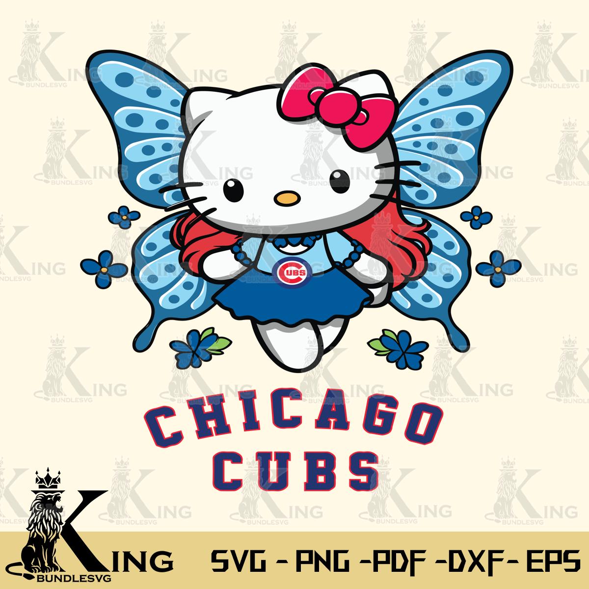 Chicago Cubs Butterfly Kitty Charm Svg Eps Dxf Png File, Digital Download