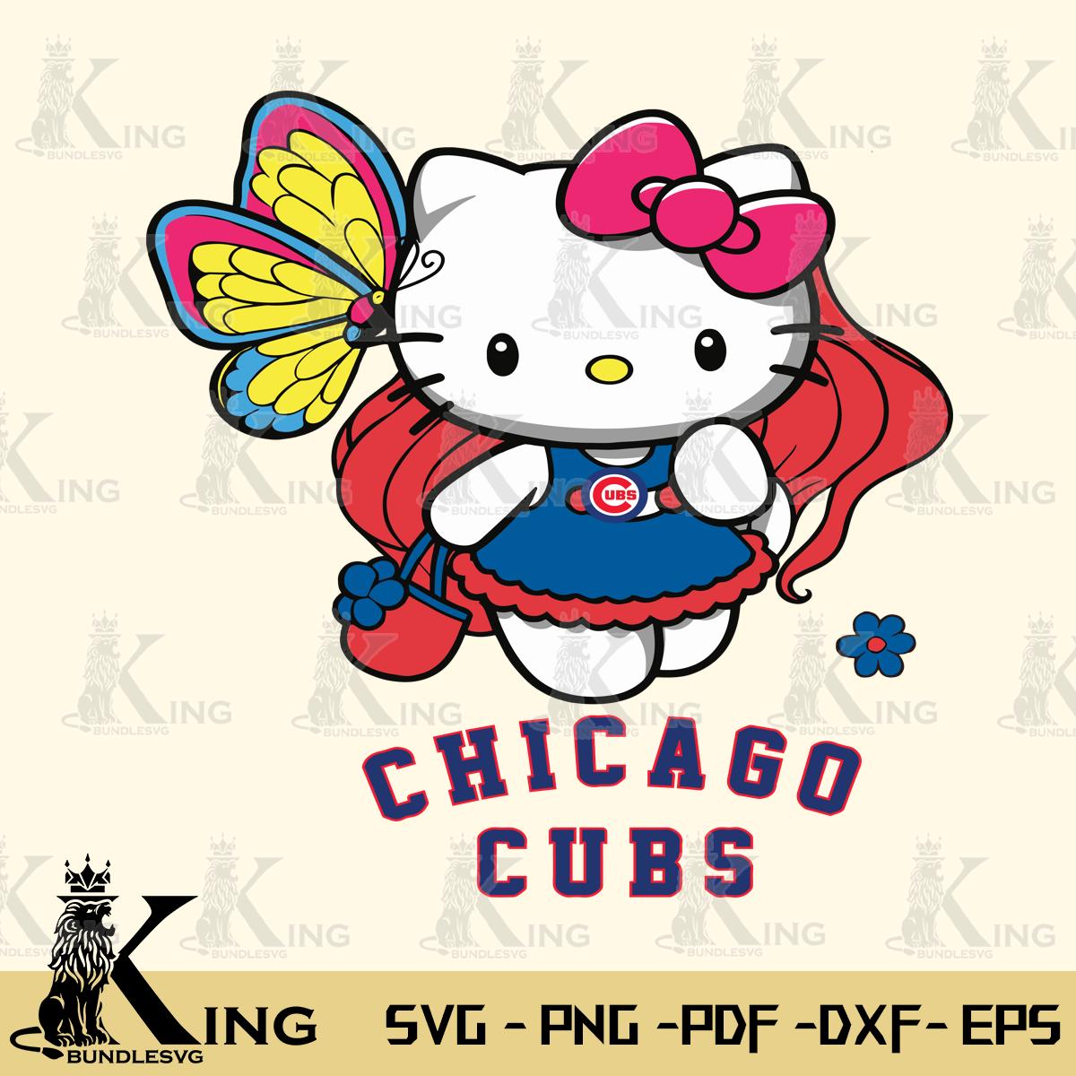Chicago Cubs Kitty Cartoon Svg Eps Dxf Png File, Digital Download