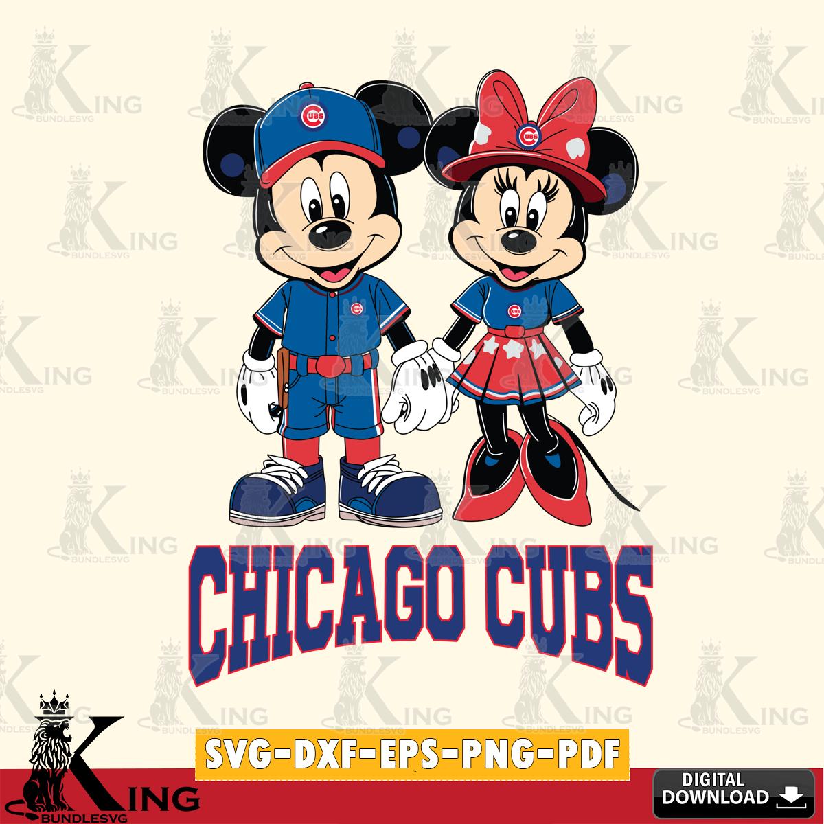 Chicago Cubs Mickey Minnie Baseball SVG File, MLB for Cricut, Silhouette, Digital Download , file cut