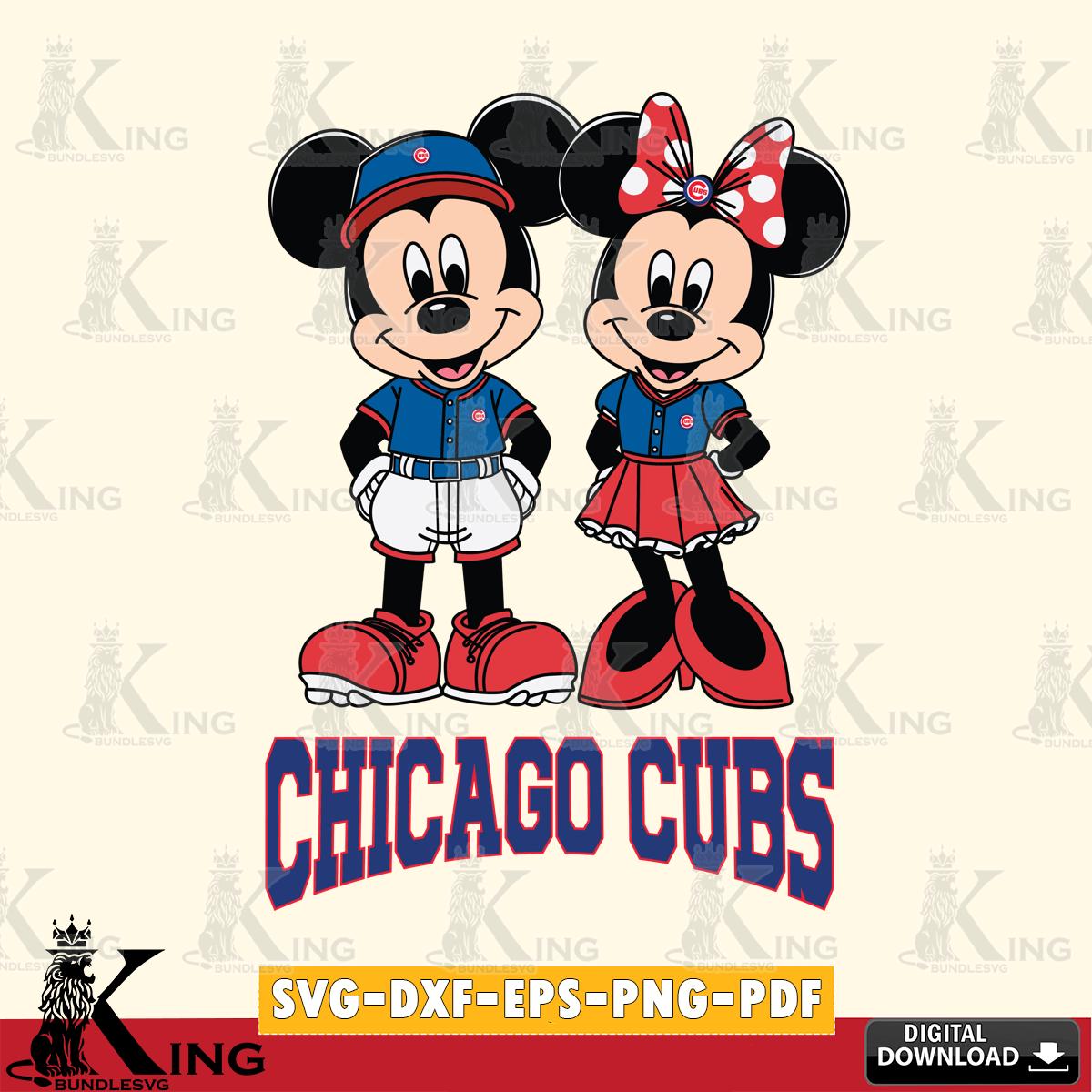 Chicago Cubs Mickey Minnie Mouse Baseball SVG File, MLB for Cricut, Silhouette, Digital Download , file cut