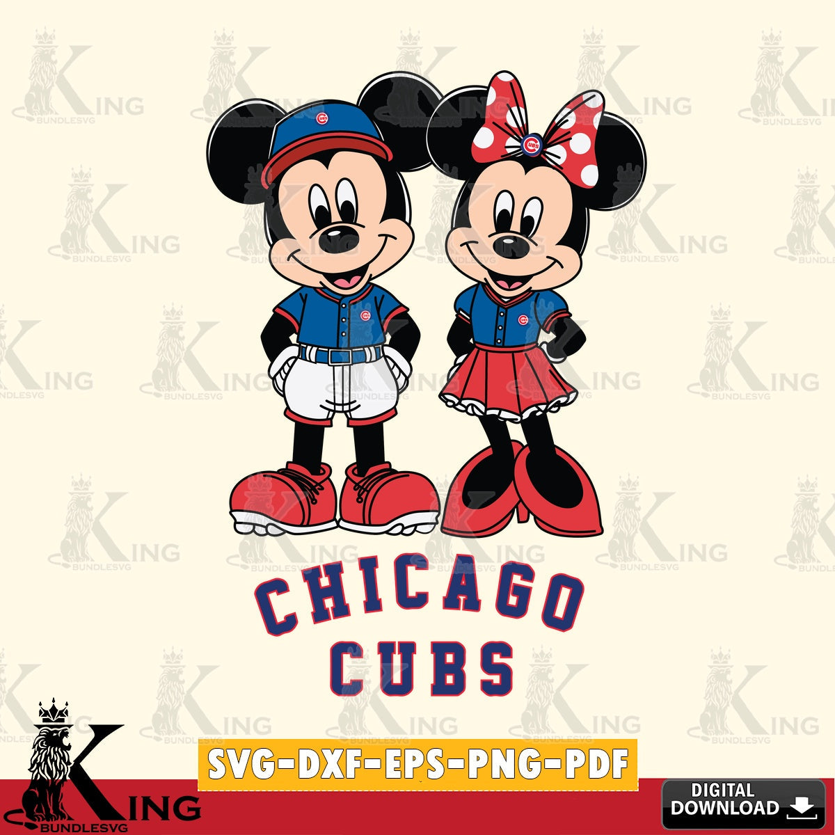 Chicago Cubs Mickey Minnie Mouse Baseball SVG file , For Cricut, File cut , Digital Download , PDF File, Cut Files