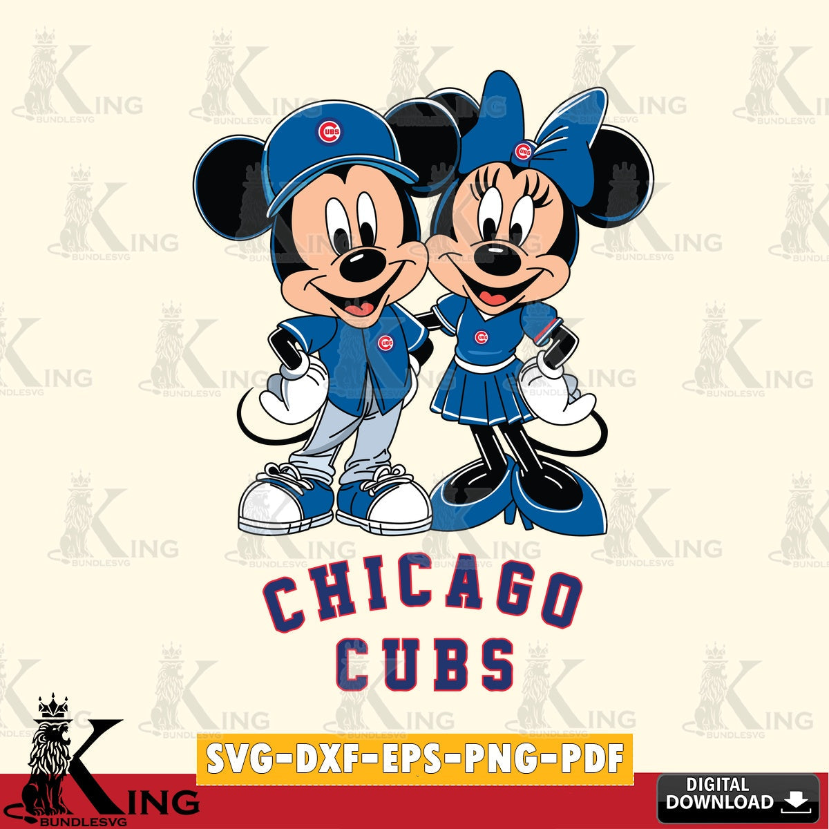Chicago Cubs Mickey Minnie Mouse smile SVG file , For Cricut, File cut , Digital Download , PDF File, Cut Files