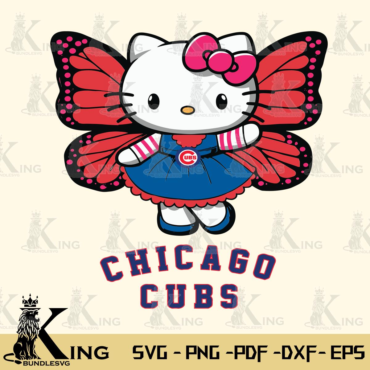 Chicago Cubs Whimsical Kitty Wings Svg Eps Dxf Png File, Digital Download
