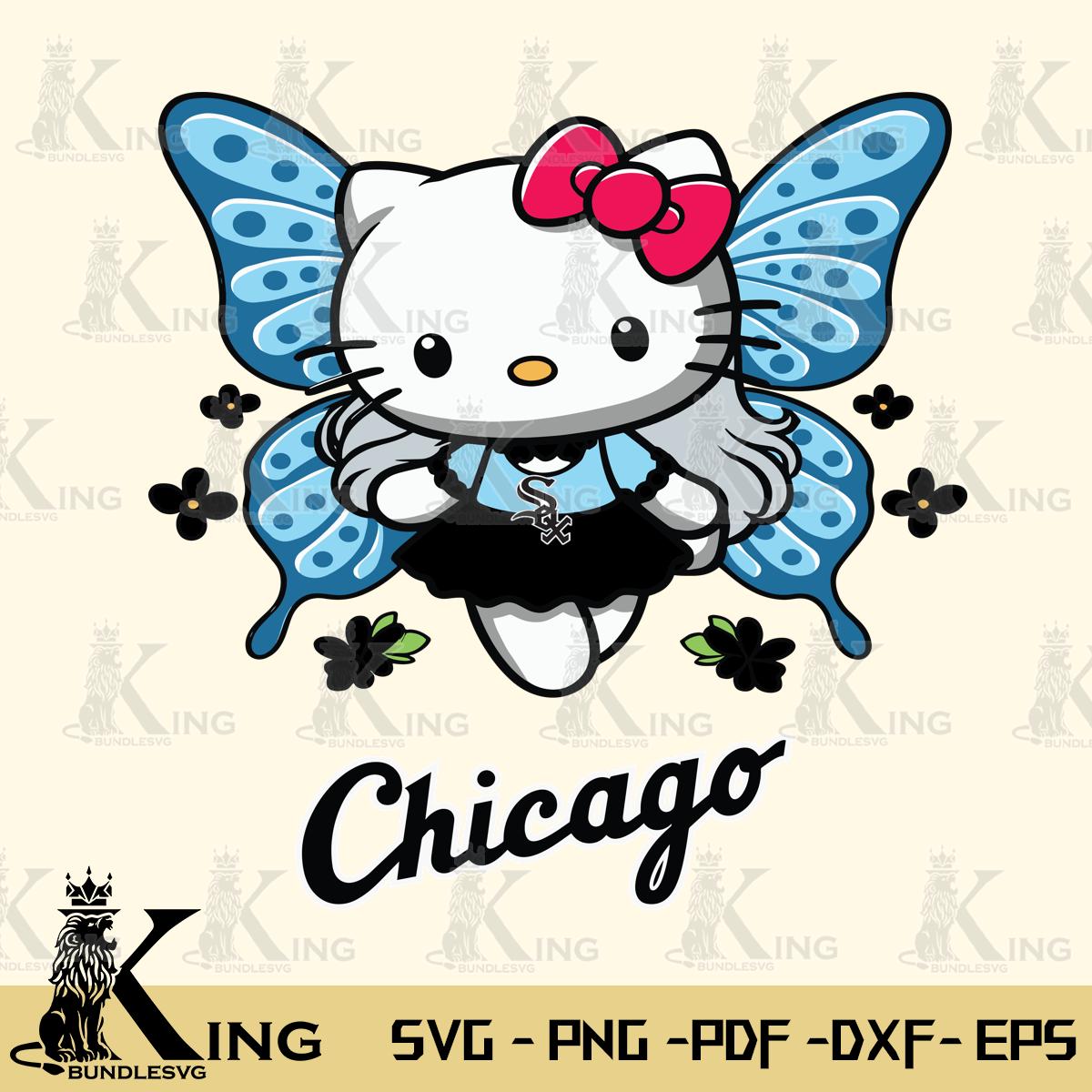 Chicago White Sox Butterfly Kitty Charm Svg Eps Dxf Png File, Digital Download