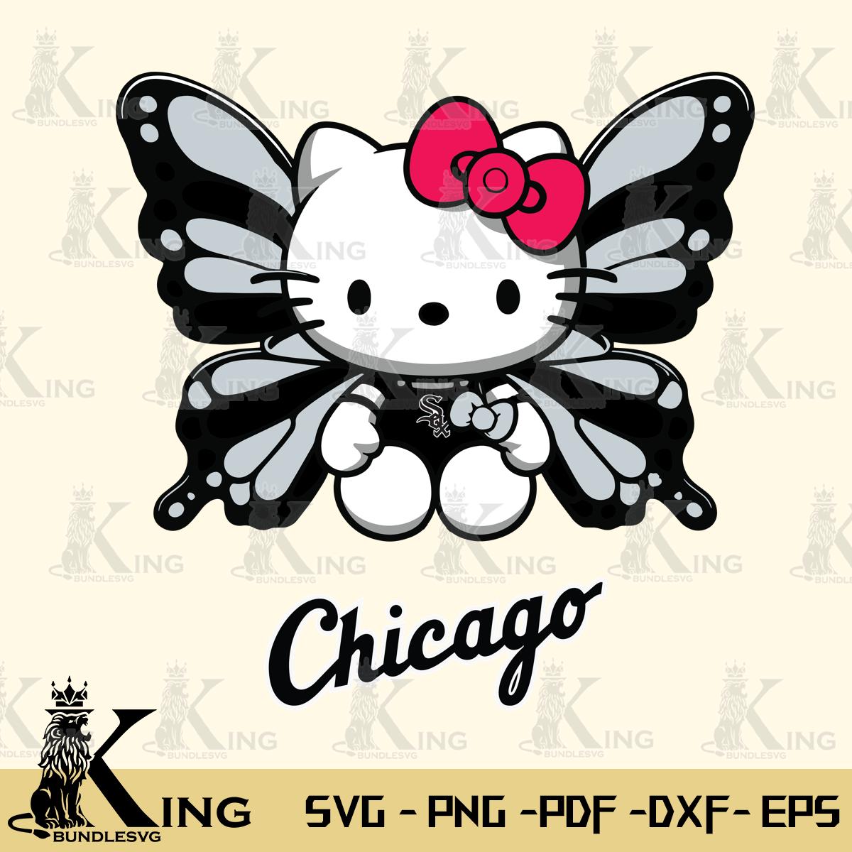 Chicago White Sox Butterfly Kitty Delight Svg Eps Dxf Png File, Digital Download