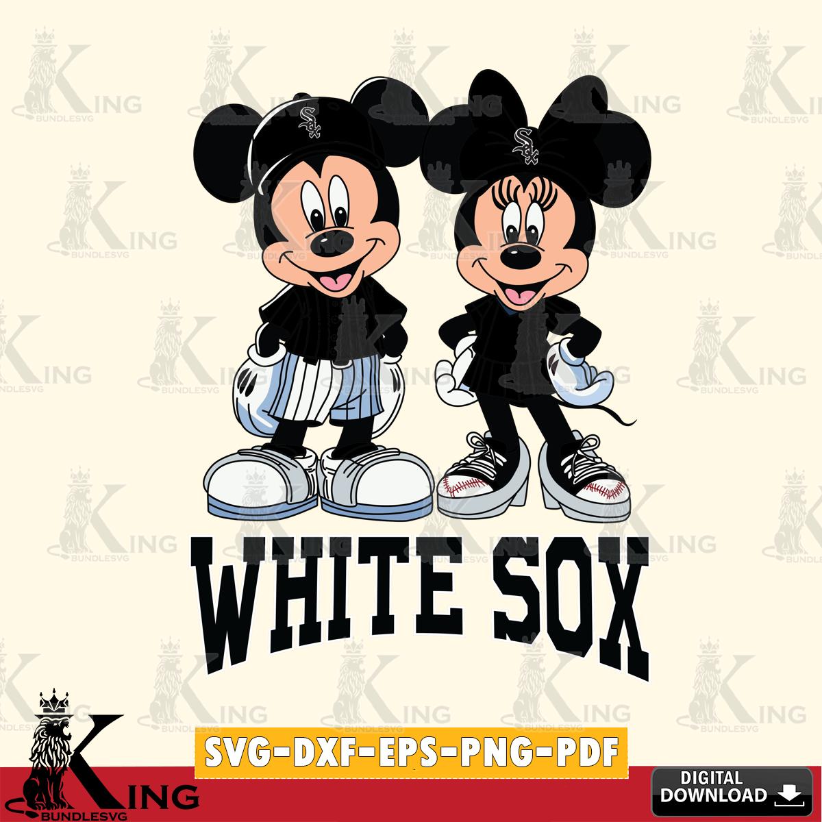 Chicago White Sox Mickey Minnie Mouse Fan SVG File, MLB for Cricut, Silhouette, Digital Download , file cut