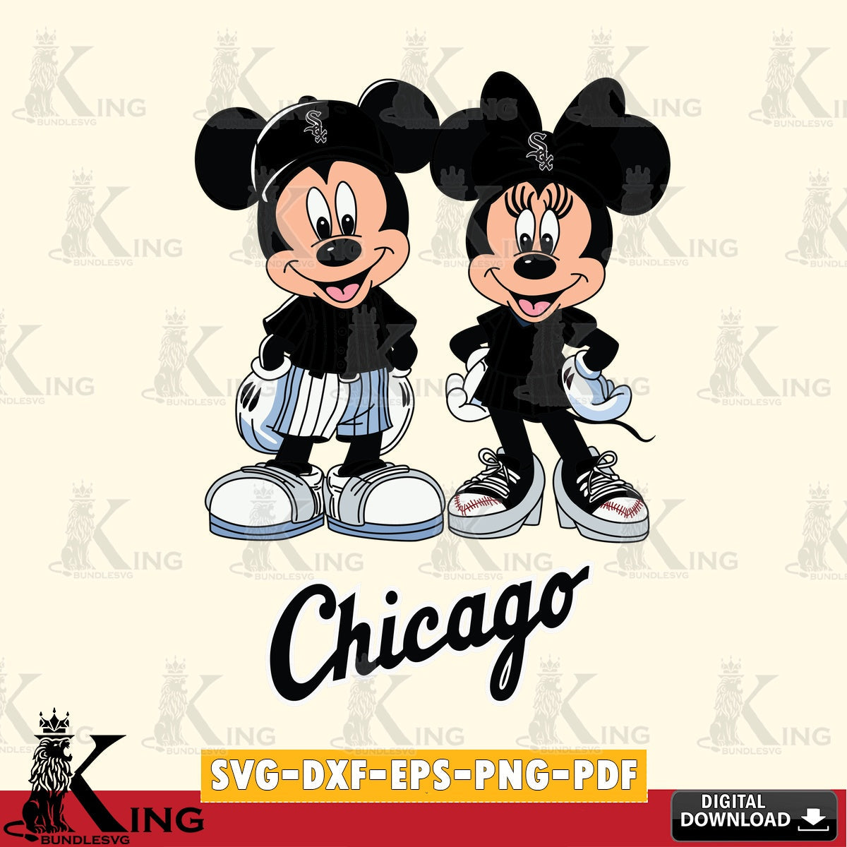 Chicago White Sox Mickey Minnie Mouse Fan SVG file , For Cricut, File cut , Digital Download , PDF File, Cut Files