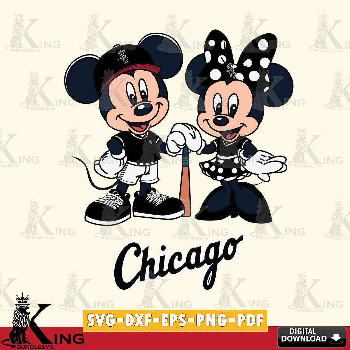 Chicago White Sox Mickey Minnie Mouse Sport SVG file , For Cricut, File cut , Digital Download , PDF File, Cut Files