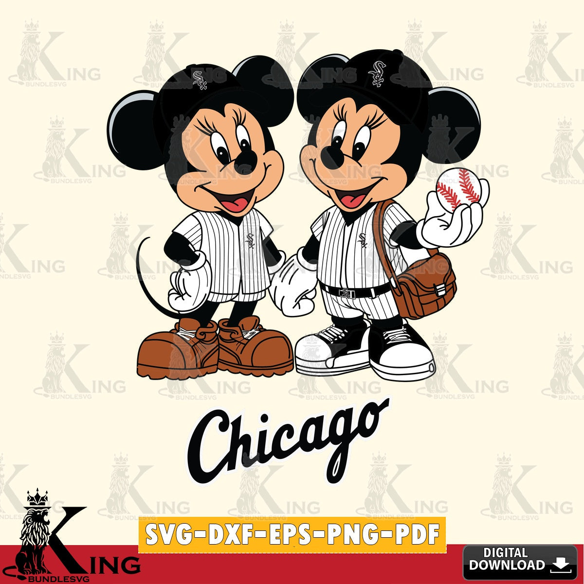 Chicago White Sox Mickey Minnie Mouse couple SVG file , For Cricut, File cut , Digital Download , PDF File, Cut Files