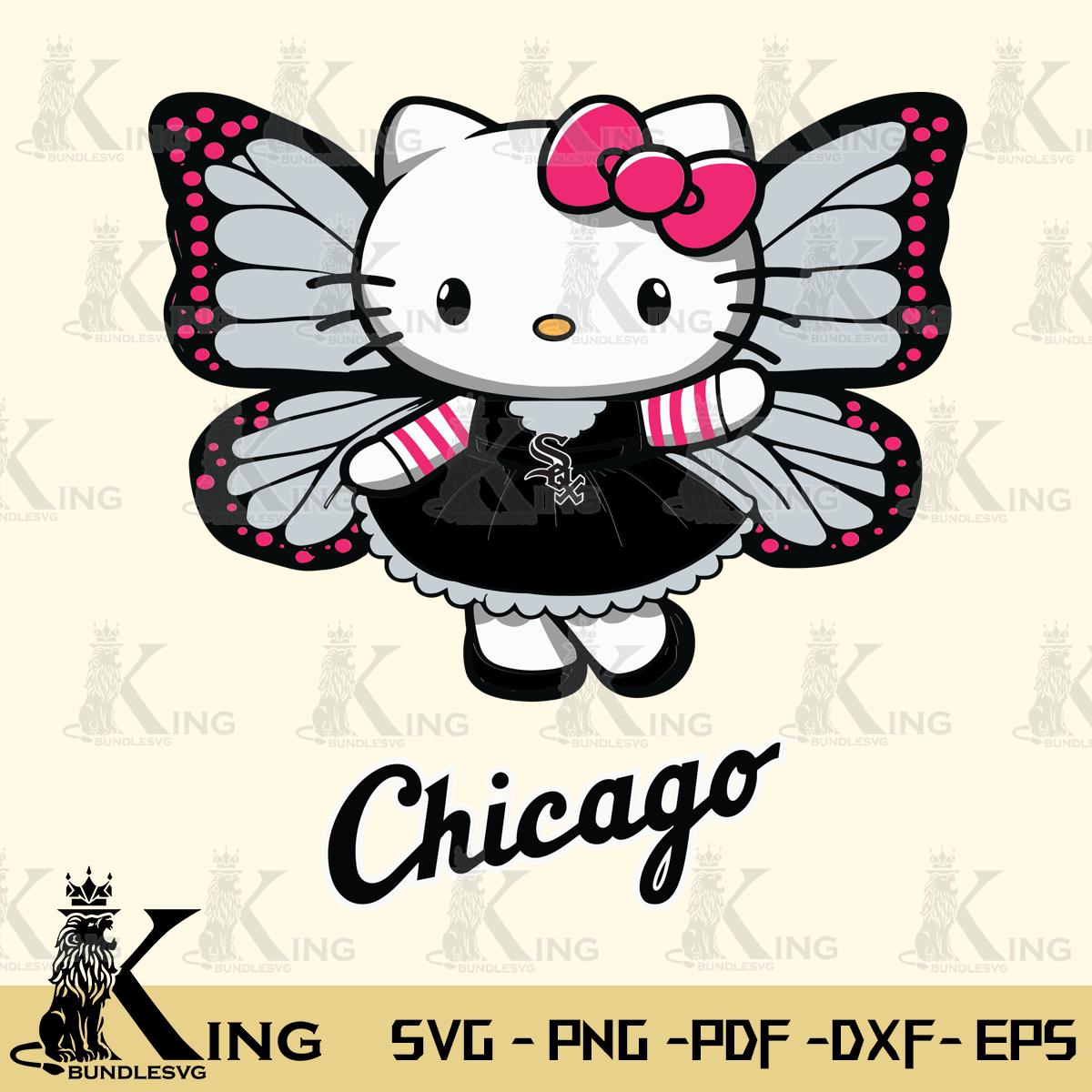 Chicago White Sox Whimsical Kitty Wings Svg Eps Dxf Png File, Digital Download