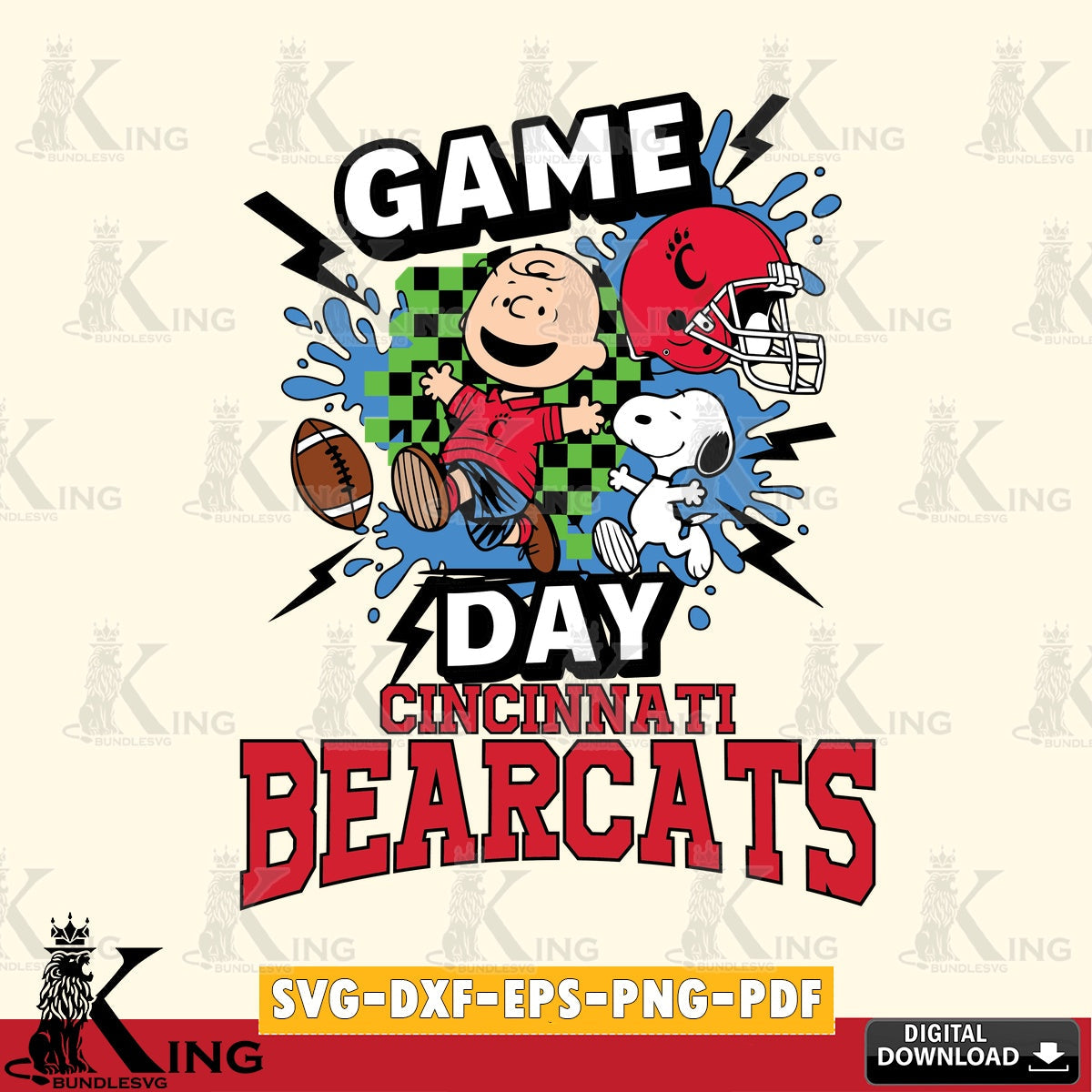Cincinnati Bearcats Game Day Peanuts SVG, Cricut, Cut file , Digital Download , Instant Download, Peanuts svg, NCAA svg, Football svg, Sport svg