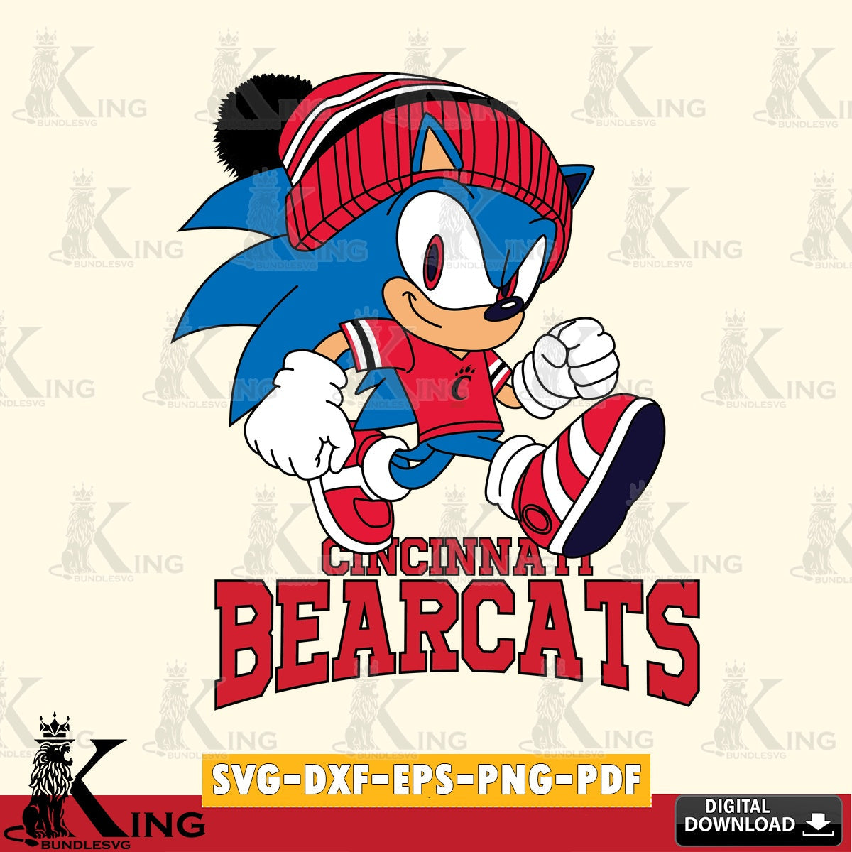 Cincinnati Bearcats Sonic Football SVG file, Vector , Digital Download , PDF File , Instant Download