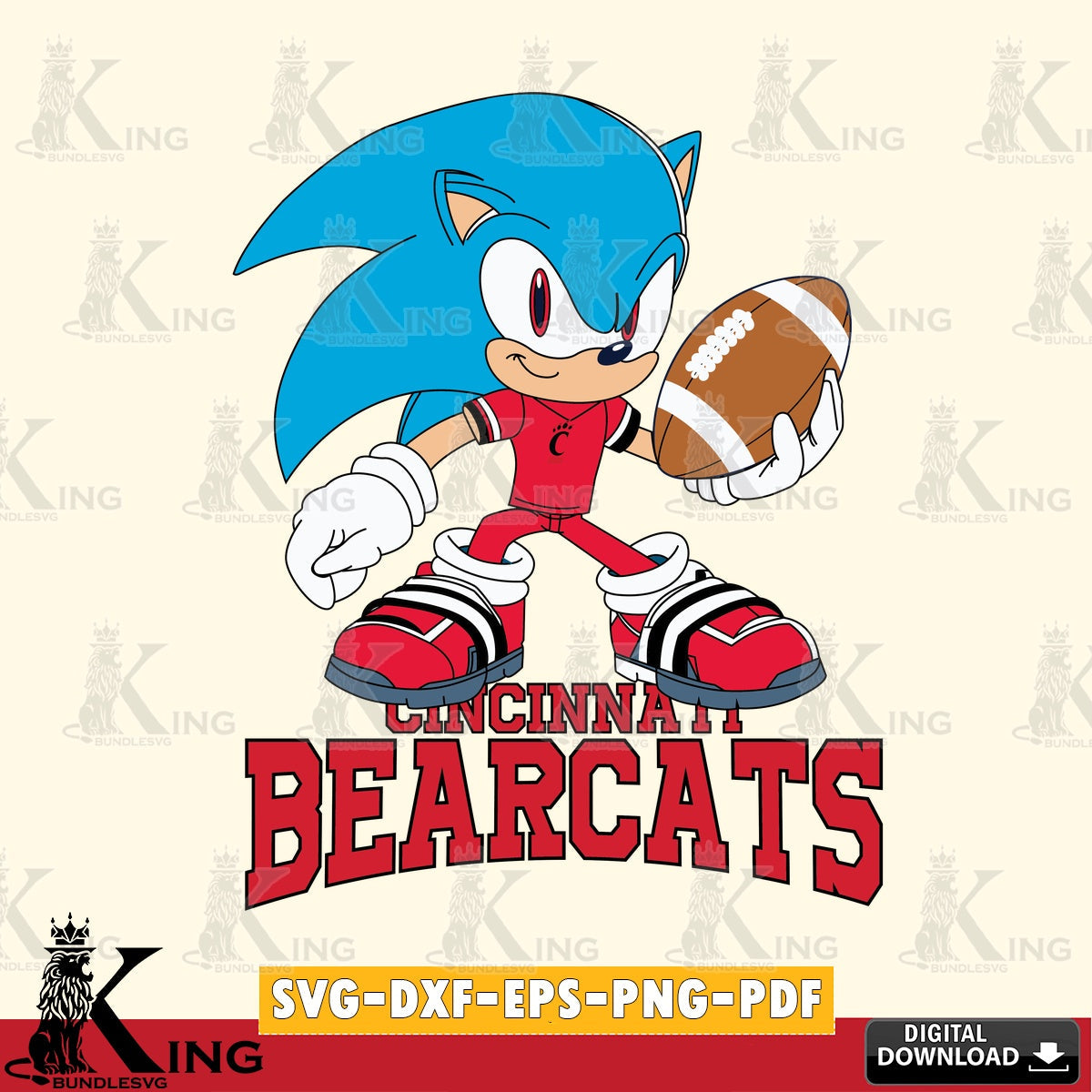 Beautiful illustration of a Cincinnati Bearcats Sonic Rugby design, SVG cut file for personalized gifts and laser projects