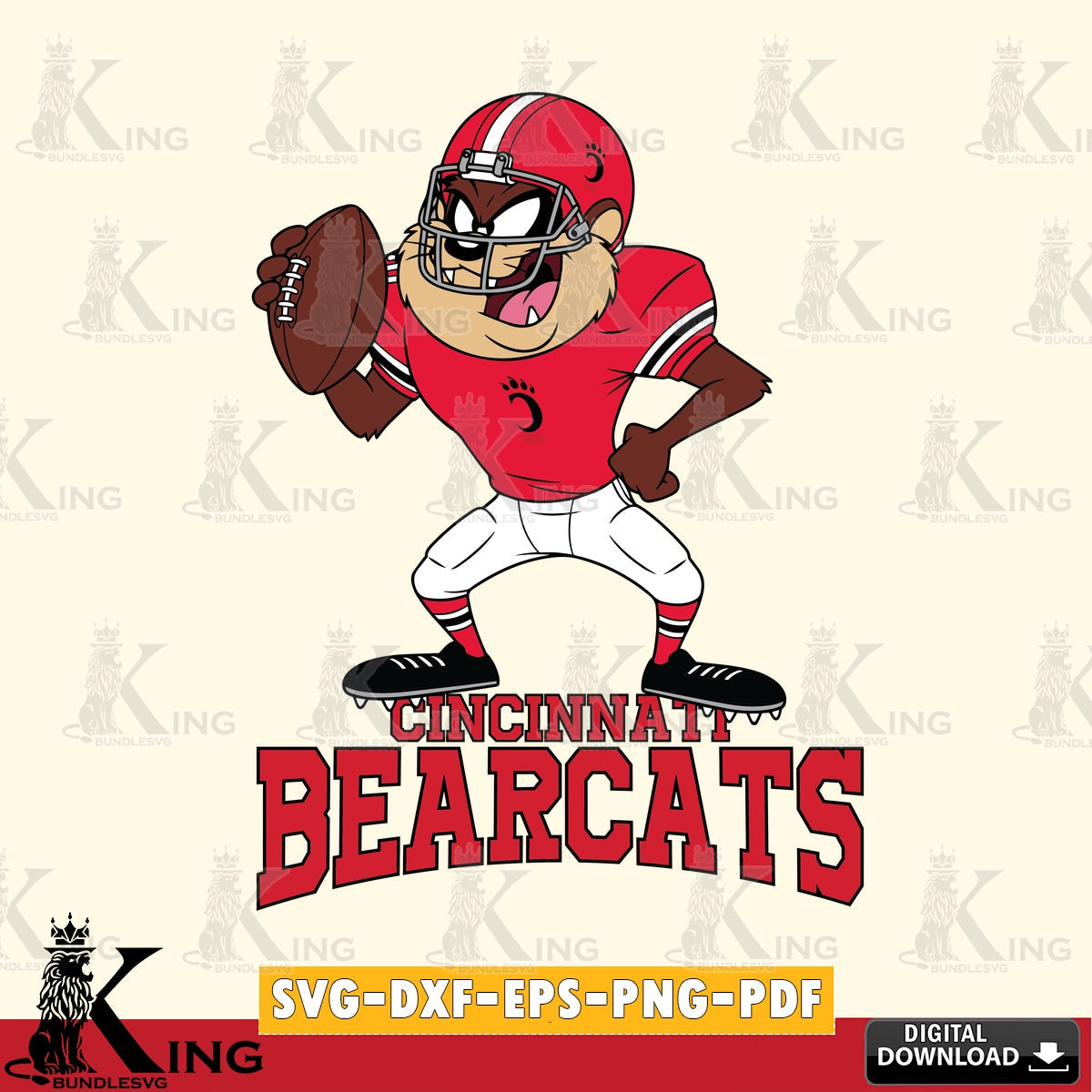 Cincinnati Bearcats Taz Football Player SVG file, Cut file , Digital Download , Instant Download, Taz svg, NCAA svg