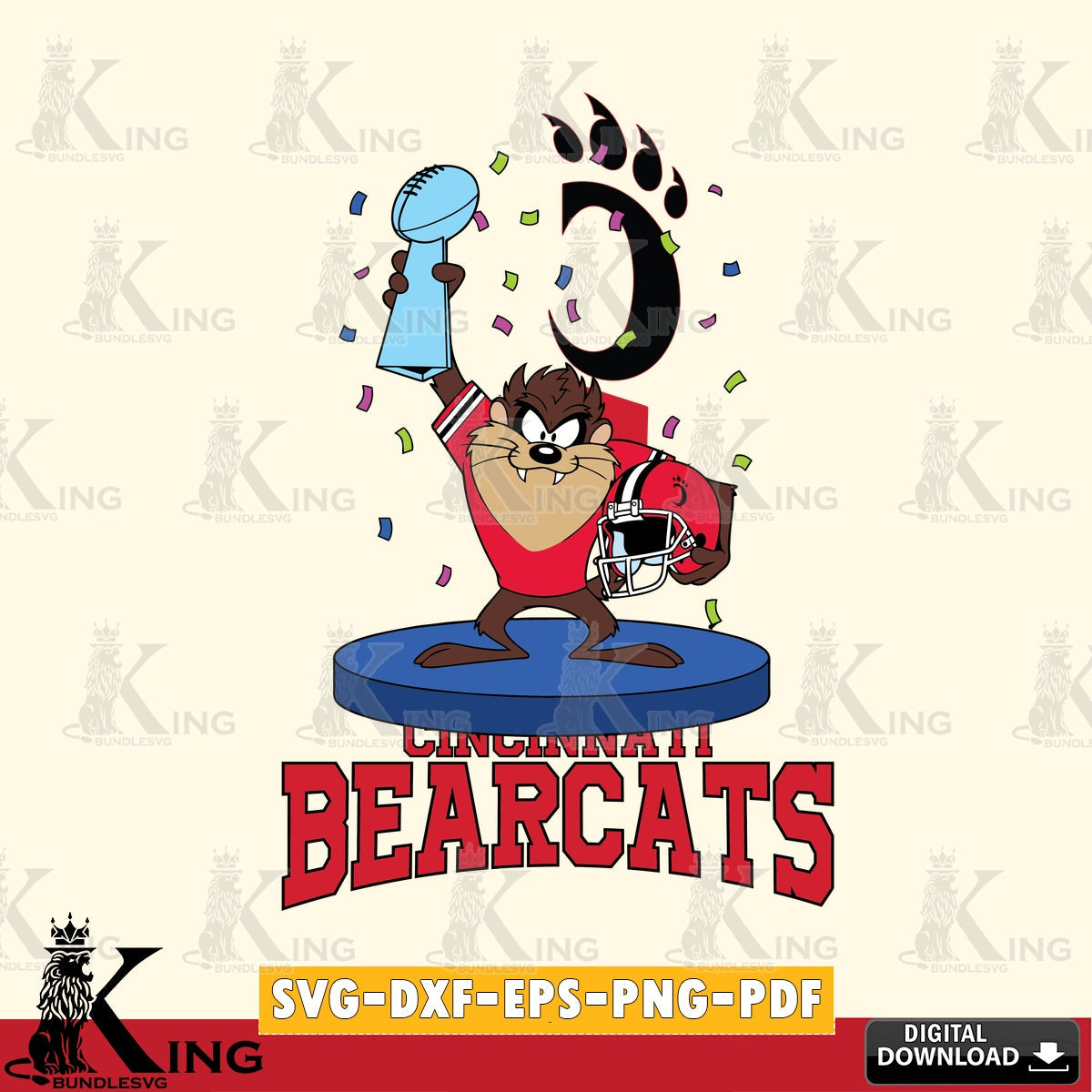 Cincinnati Bearcats Taz Trophy Podium SVG file, Cut file , Digital Download , Instant Download, Taz svg, NCAA svg