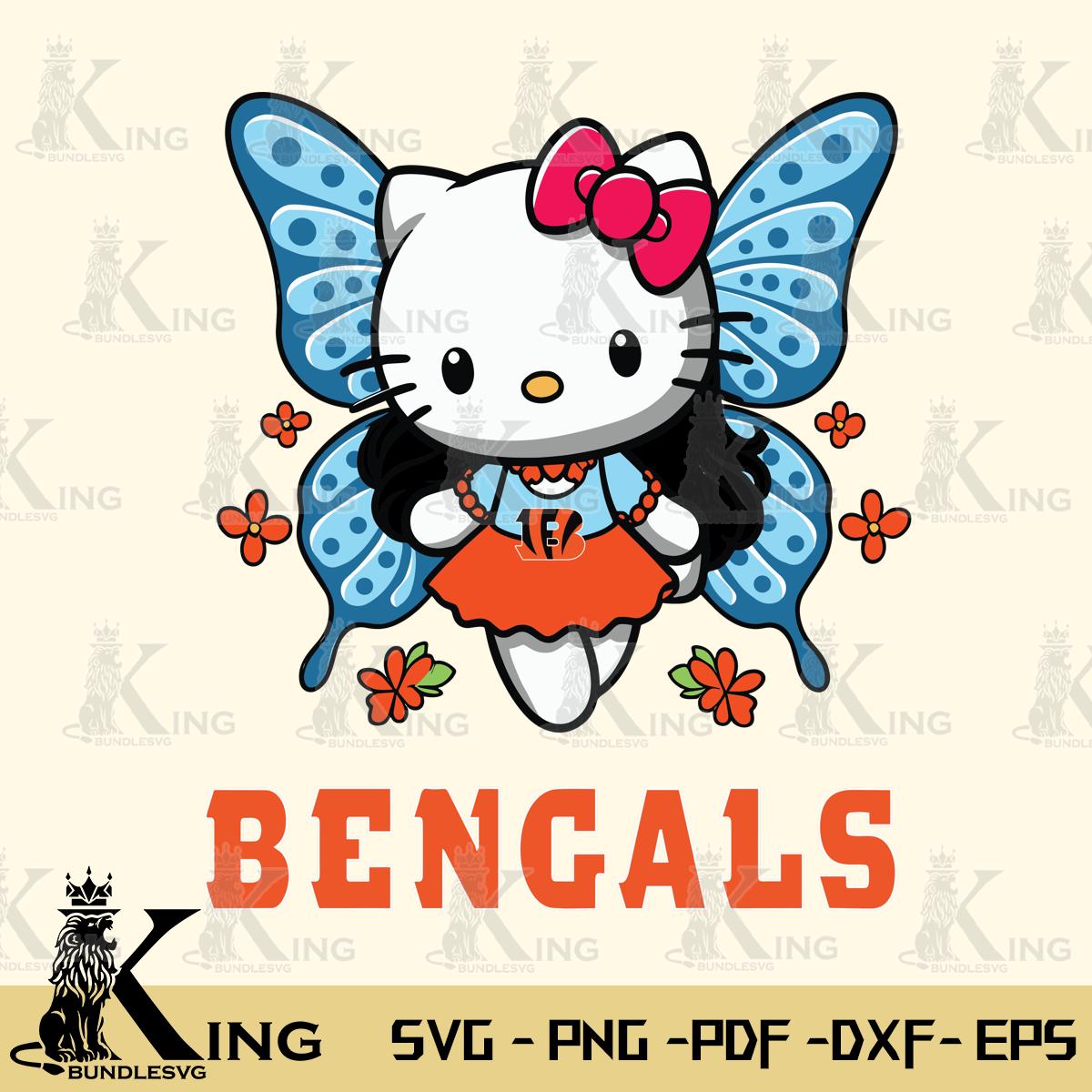 Cincinnati Bengals Butterfly Kitty Charm Svg Eps Dxf Png File, Digital Download