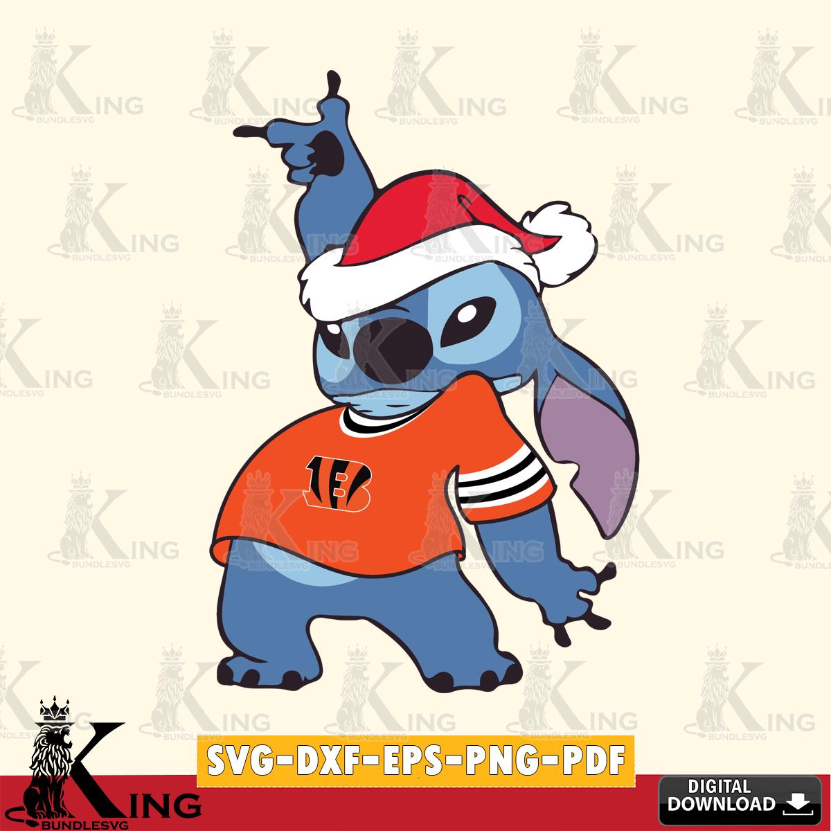 Cincinnati Bengals Disney Lilo & Stitch Christmas SVG, NFL for Cricut, Silhouette, Digital Download , file cut