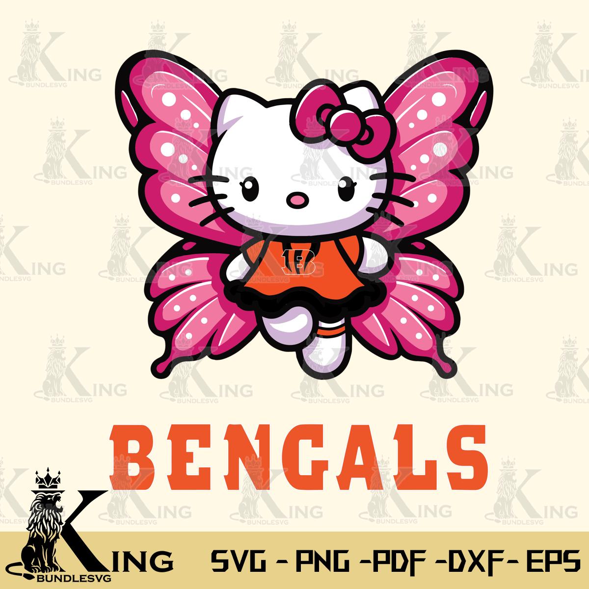 Cincinnati Bengals Hello Kitty Dreamscape Svg Eps Dxf Png File, Digital Download