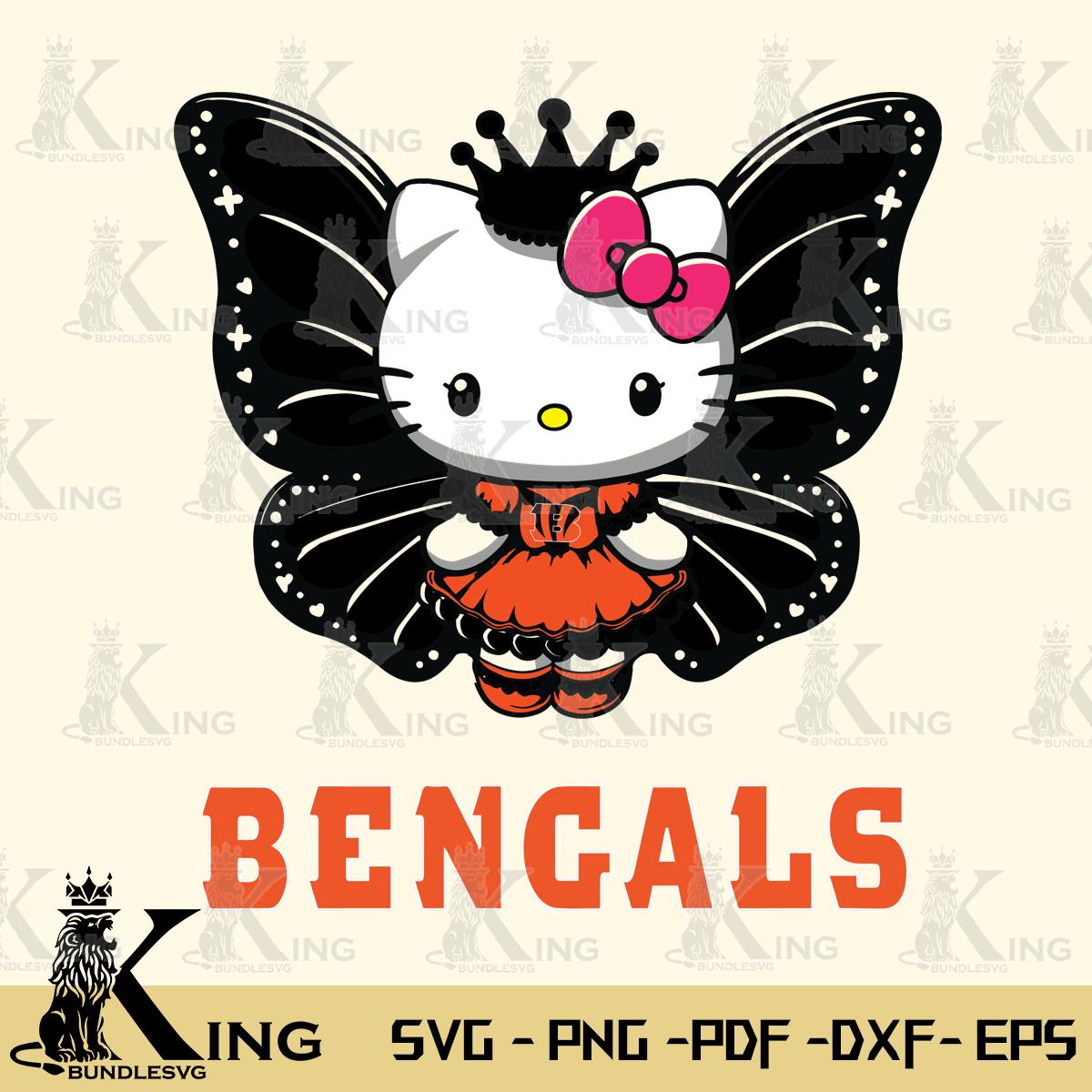 Cincinnati Bengals Kitty Wings & Flowers Svg Eps Dxf Png File, Digital Download