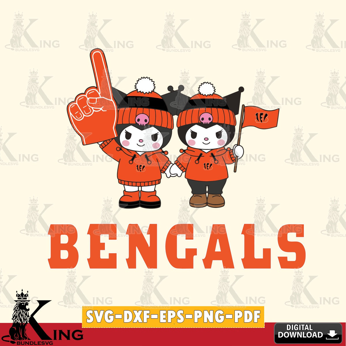 Cincinnati Bengals Kuromi rugby Fan SVG file, Cricut, Cut file , Digital Download , Instant Download, Sanrio svg, Clipart
