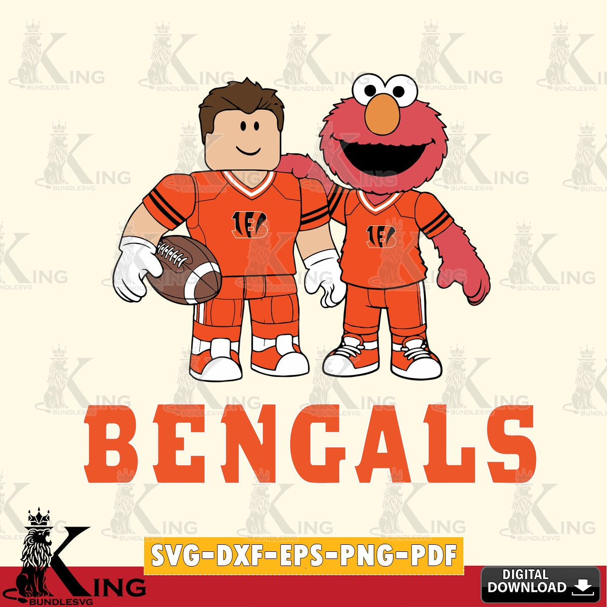Cincinnati Bengals Roblox & Elmo Football SVG file , Cricut, NFL File cut , Digital Download , PDF File