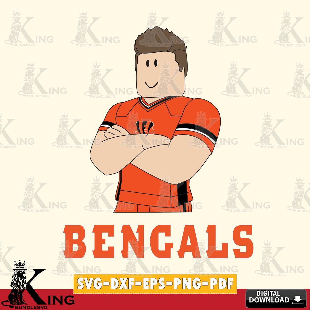 Cincinnati Bengals Roblox Football SVG file , Cricut, NFL File cut , Digital Download , PDF File