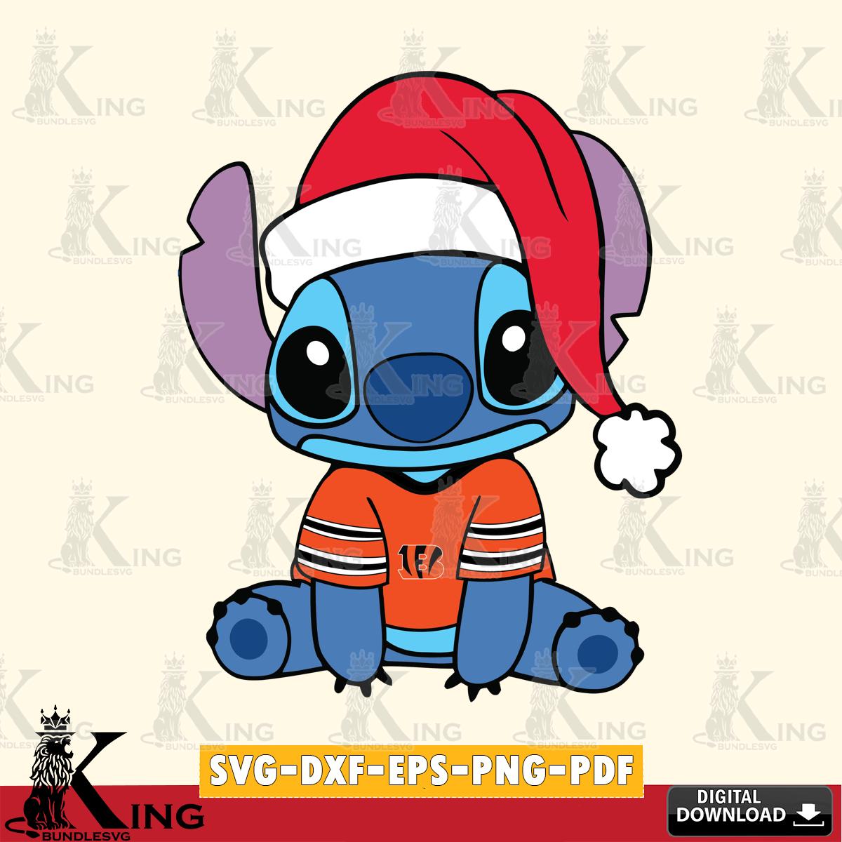 Cincinnati Bengals Stitch Merry Christmas SVG, NFL for Cricut, Silhouette, Digital Download , file cut