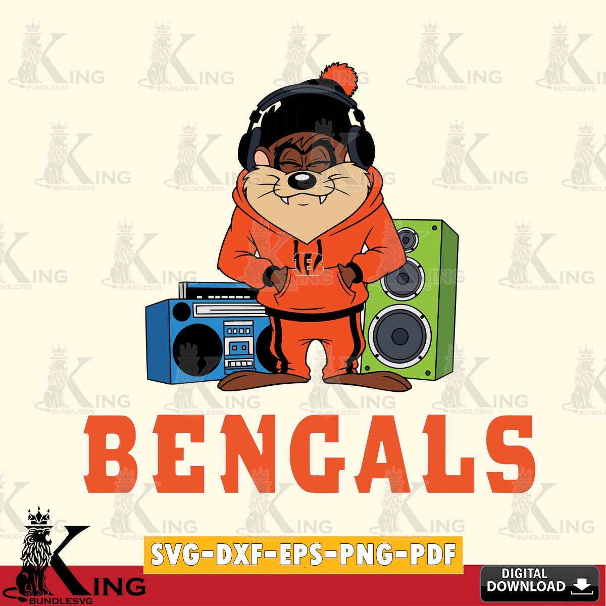 Cincinnati Bengals Taz Hip Hop Cut file , Digital Download , Instant Download, Looney Tunes svg, Football svg