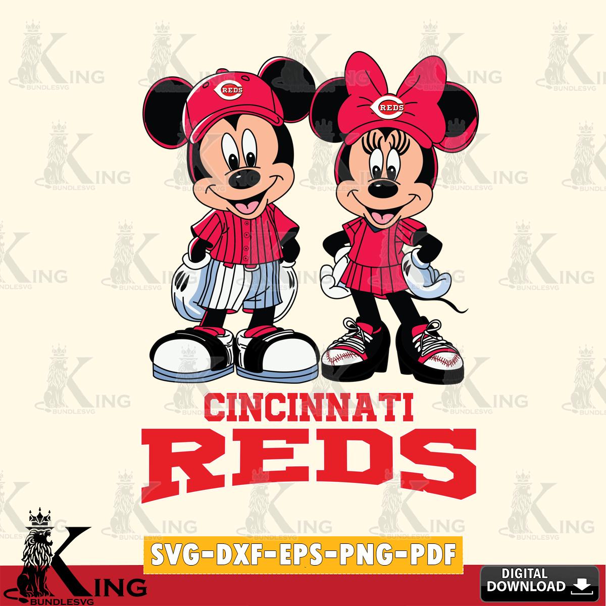 Cincinnati Reds Mickey Minnie Mouse Fan SVG File, MLB for Cricut, Silhouette, Digital Download , file cut