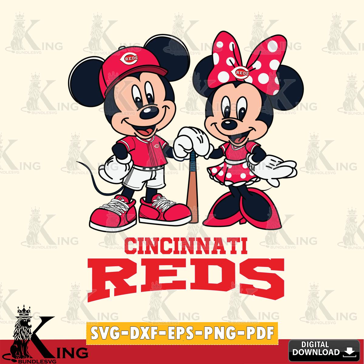 Cincinnati Reds Mickey Minnie Mouse Sport SVG File, MLB for Cricut, Silhouette, Digital Download , file cut