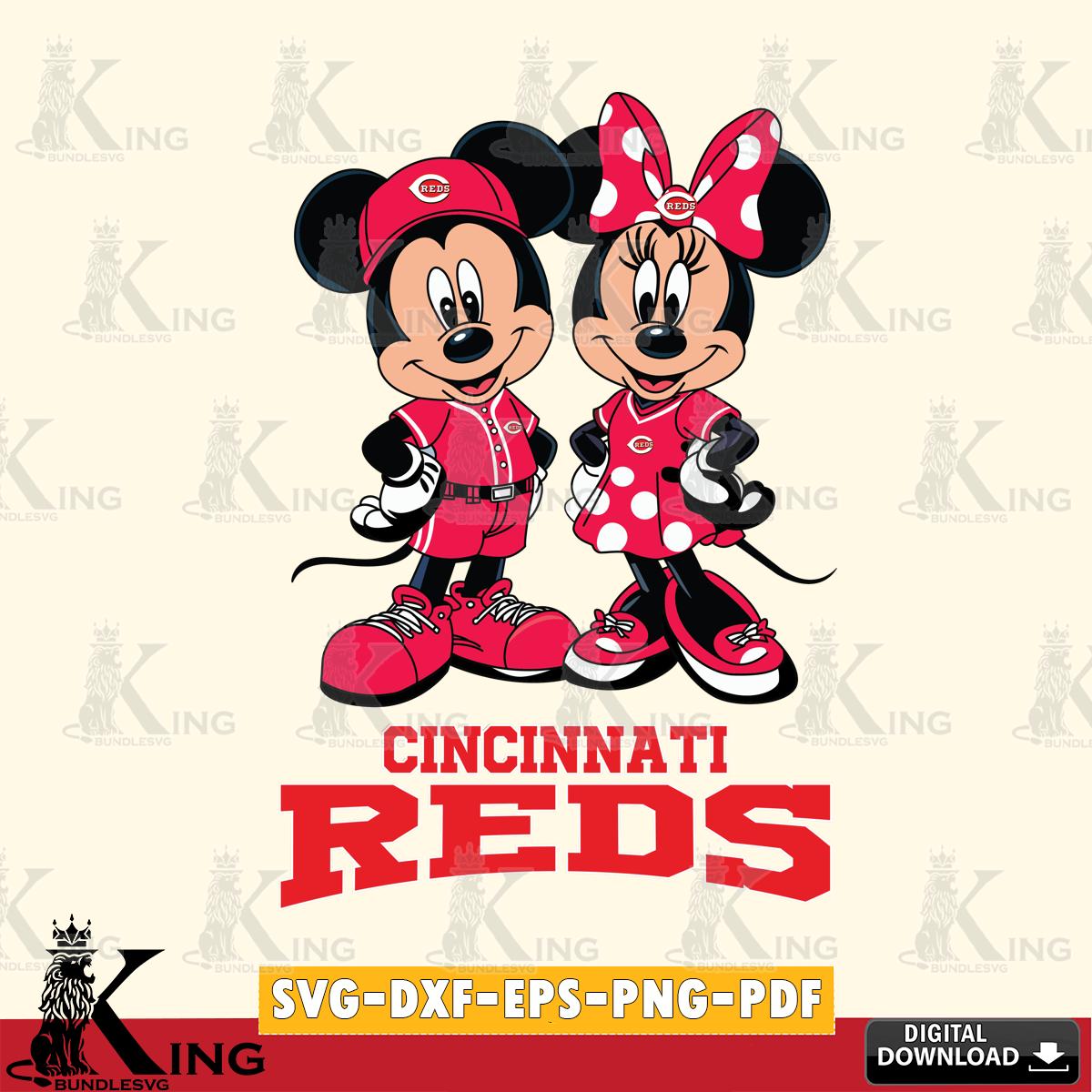 Cincinnati Reds Mickey Minnie Mouse couple sport SVG File, MLB for Cricut, Silhouette, Digital Download , file cut