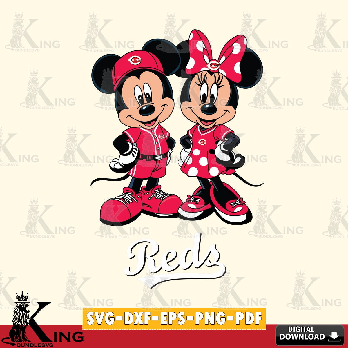 Cincinnati Reds Mickey Minnie Mouse couple sport SVG file , For Cricut, File cut , Digital Download , PDF File, Cut Files
