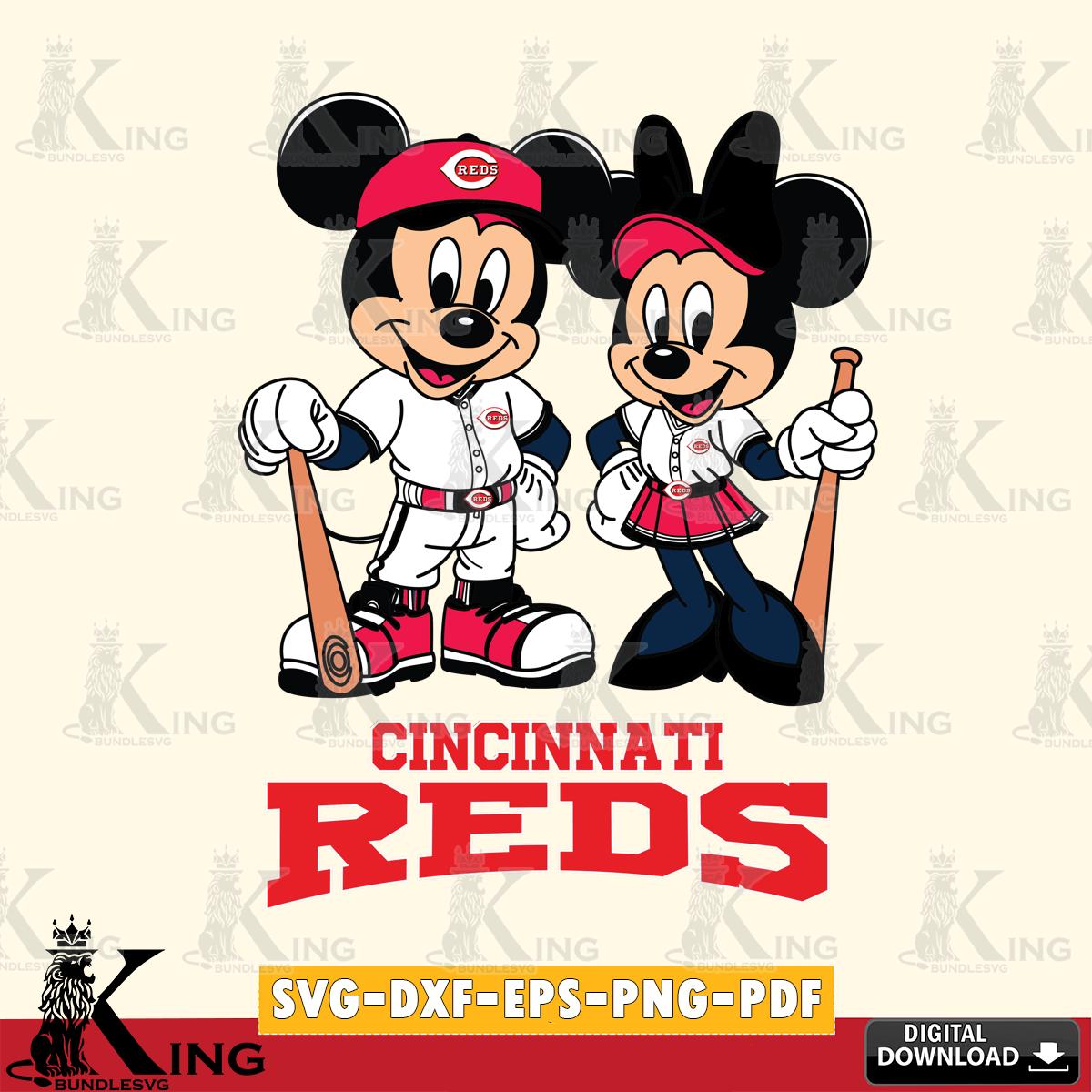Cincinnati Reds Mickey Minnie Mouse player SVG File, MLB for Cricut, Silhouette, Digital Download , file cut