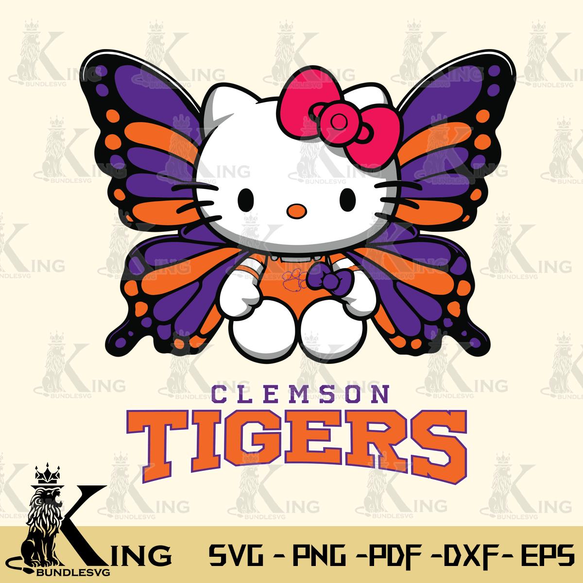 Clemson Tigers Butterfly Kitty Delight Svg Eps Dxf Png File, Digital Download